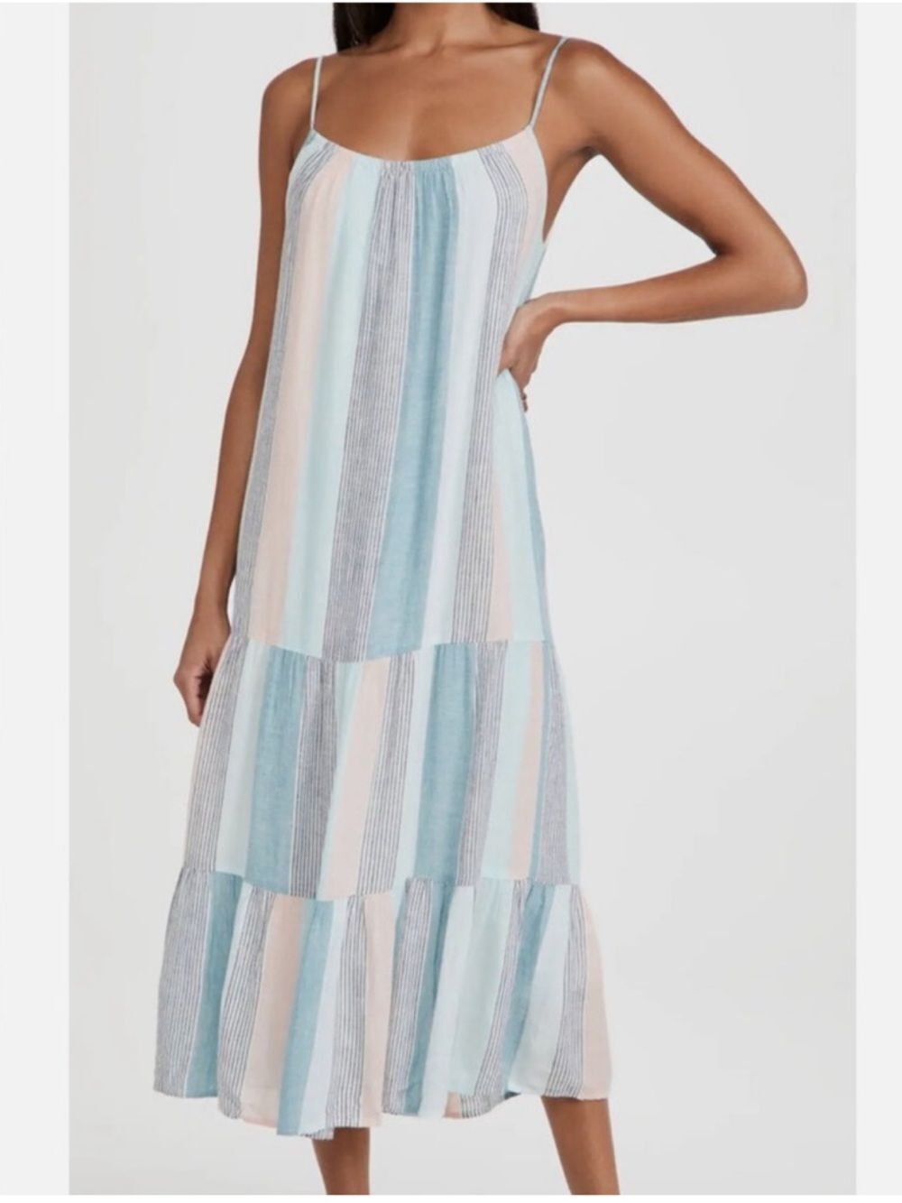 Rails Adora Sleeveless Striped Midi Dress Small Highland Stripe Pastel Tiered